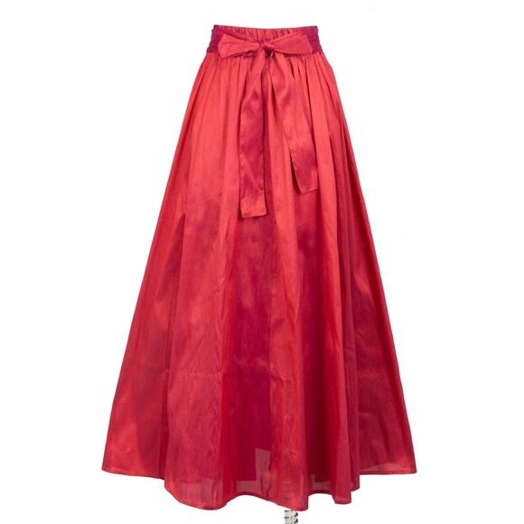 NEW SANDY LIANG women's dupioni maxi skirt in red